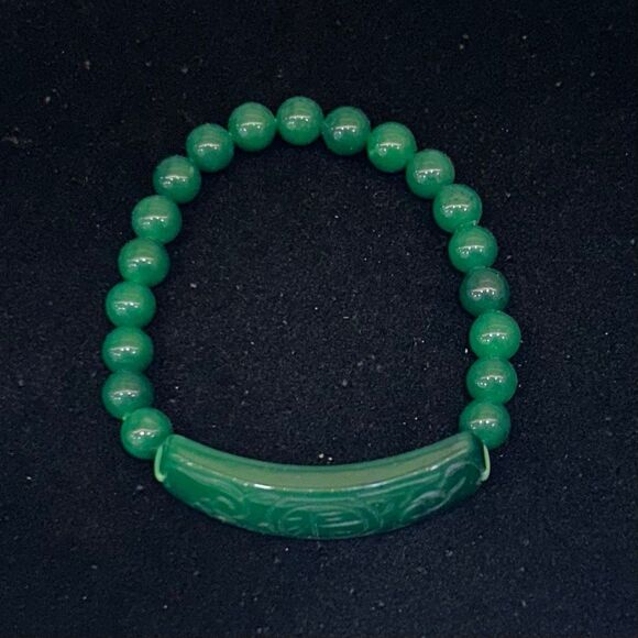 Jadeite Jade Beaded Stretch Bracelet Women's Size S/M Green Gemstone - Picture 4 of 9